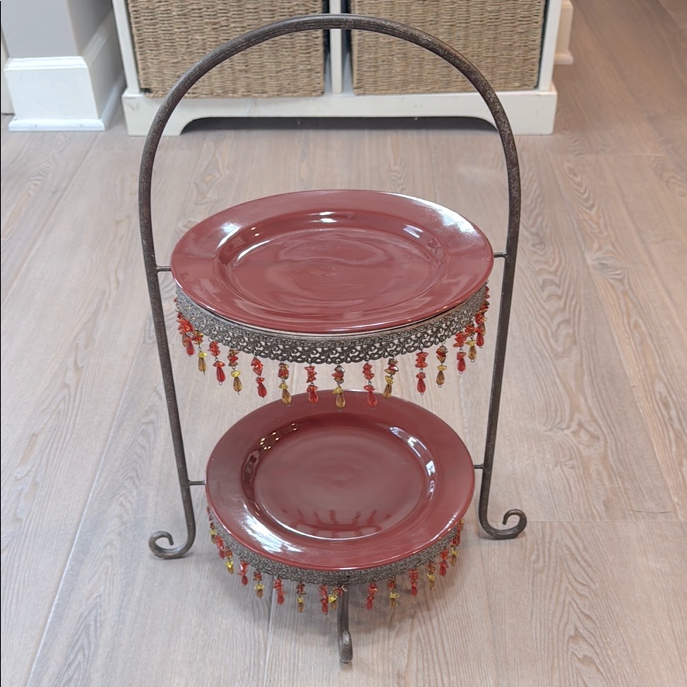 Two Tier Red Serving Tray